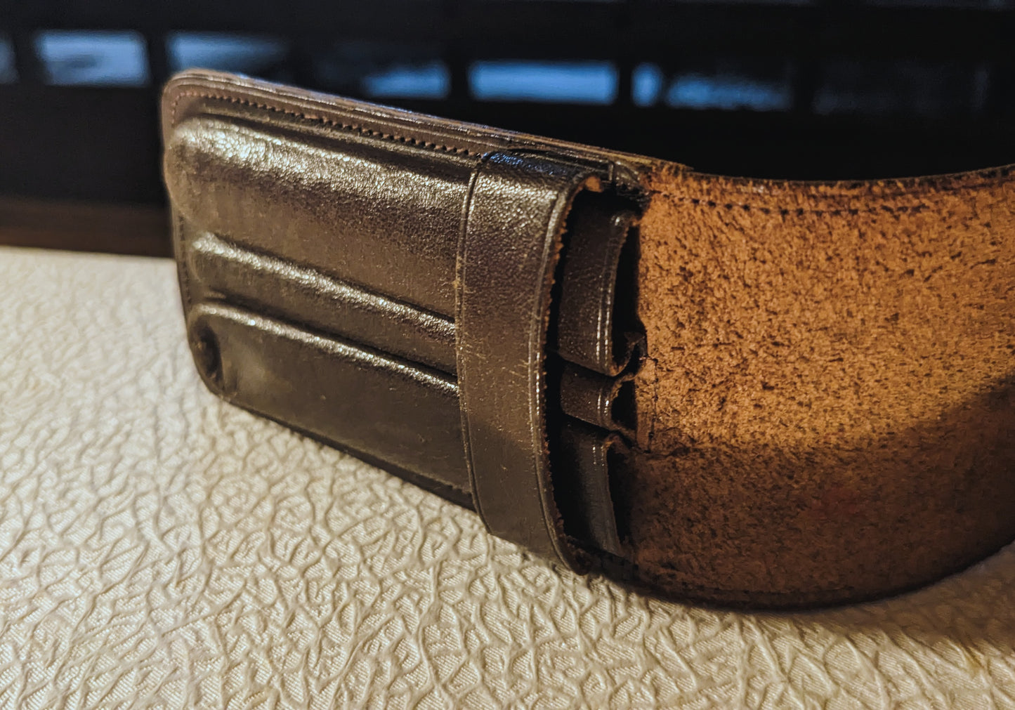 Leather pen case - brown for 2 pens