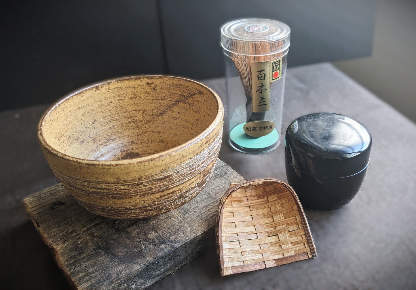 Japanese Matcha set - tea scoop/tea bowl/Chasen(bamboo whisk)/Matcha container/small plate